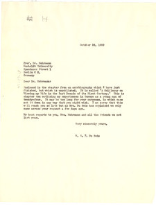 Letter from W. E. B. Du Bois to Dekan Mohrmann