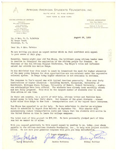 Letter from African-American Students Foundation to W. E. B. Du Bois