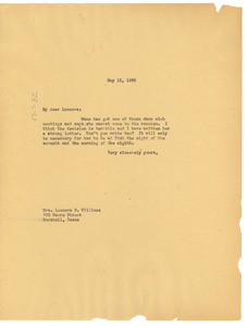 Letter from W. E. B. Du Bois to Leonora Williams