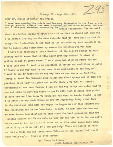 Letter from Percy L. Jones to W. E. B. Du Bois