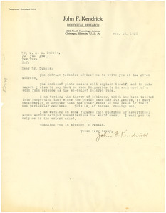 Letter from John F. Kendrick to W. E. B. Du Bois