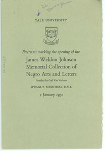 Opening of the James Weldon Johnson memorial collection of Negro arts and letters program