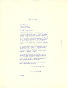 Letter from W. E. B. Du Bois to Pat Morrow