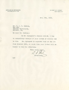 Letter from unidentified correspondent to W. E. B. Du Bois