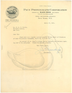 Letter from Pace Phonograph Corporation to W. E. B. Du Bois