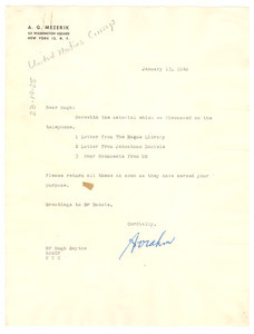 Letter from A. G. Mezerik to Hugh H. Smythe