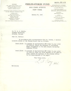 Letter from Phelps-Stokes Fund to W. E. B. Du Bois