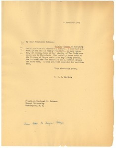 Letter from W. E. B. Du Bois to Howard University