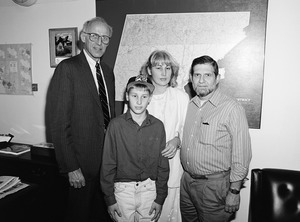Congressman John W. Olver (left) with visitors to his office