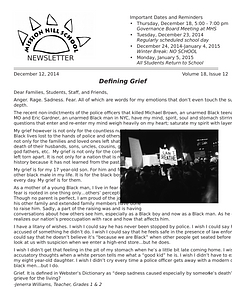 Mission Hill School newsletter, December 12, 2014
