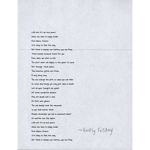 Poem sent to Boston Medical Center ("Life has its ups and downs...")