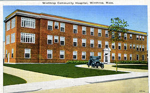 A Color Post Card Picture of Winthrop Community Hospital.
