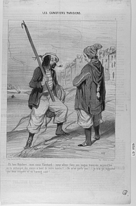 - Eh bien! Rigobert... mon vieux flambard.... nous allons faire une longue traversée aujourd'hui... as-tu embarqué des vivres à bord de notre navire?... - Ne m'en parle pas!... je n'ai pu rapporter que deux croquets et un hareng saur!....