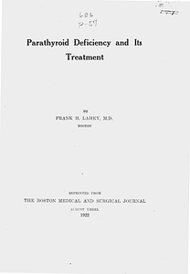 Parathyroid deficiency and its treatment