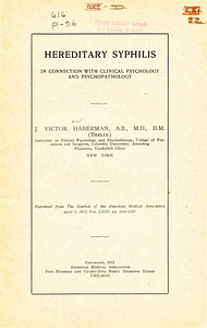 Hereditary syphilis in connection with clinical psychology and psychopathology