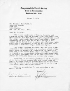 Letter to Kurt Waldheim, from Joseph P. Addabbo