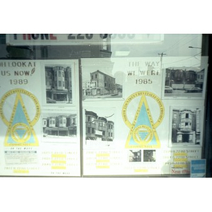 Poster showing before and after photographs of rehabilitated building projects sponsored by The Allegheny West Foundation.