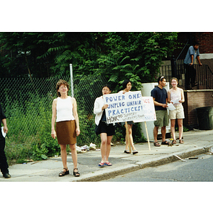 Protesters at a demonstration for workers' rights