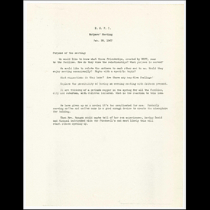 Agenda for February 28, 1967 N.E.F.C. mothers' meeting