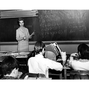 Judith Benges instructing Mathematics at Wellesley Junior High School