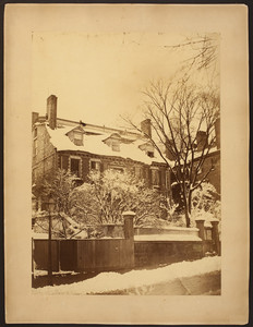 Exterior view of the Hancock House, wintertime