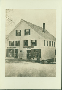 Full-length group portrait in front of the Samuel I. Howe's Store, Shrewsbury, Mass., undated