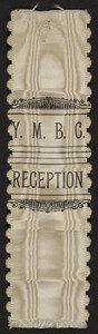 Y.M.B.C. reception ribbon, location unknown, undated