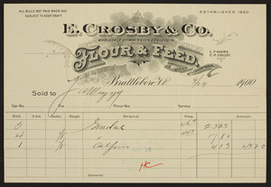 Billhead for E. Crosby & Co., wholesale commission dealers in flour & feed, Brattleboro, Vermont, dated September 29, 1900