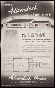 Another Adirondack home of distinction! The Lodge, Adirondack Homes, a division of the Adirondack Log Cabin Co., 126 East 45th Street, New York, New York, 1947