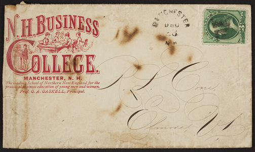 Envelope for the N.H. Business College, Manchester, New Hampshire, undated
