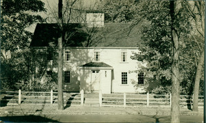 Exterior view of the front façade centered on the doorway, Cooper-Frost-Austin House, Cambridge, Mass., undated