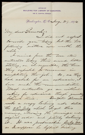 Bernard R. Green to Thomas Lincoln Casey, August 2, 1894