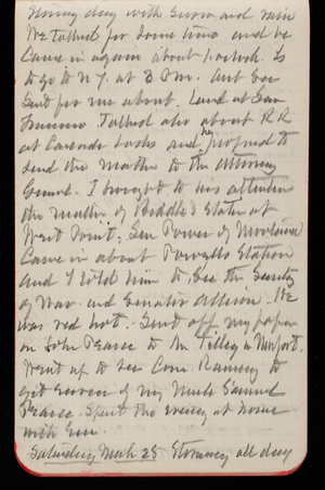 Thomas Lincoln Casey Notebook, February 1890-May 1891, 46, storming day with [illegible] and rain