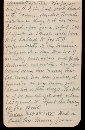 Thomas Lincoln Casey Notebook, September 1888-November 1888, 20, Thursday Sept 27 1888