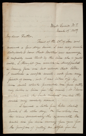 Thomas Lincoln Casey to General Silas Casey, March 19, 1859