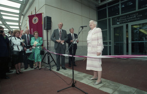 Dedication ceremonies for the Conte Polymer Center: Corinne Conte addressing the crowd