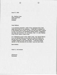 Letter from Mark H. McCormack to Stirling Moss