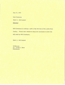 Memorandum from Mark H. McCormack to Jean Symmons