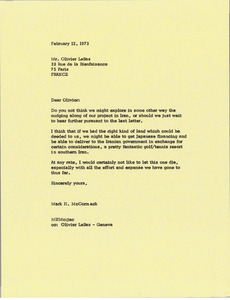 Letter from Mark H. McCormack to Olivier LeBas