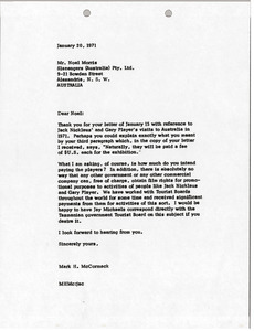 Letter from Mark H. McCormack to Noel Morris