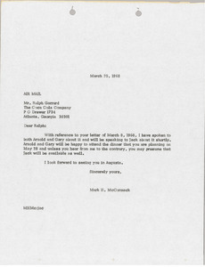 Letter from Mark H. McCormack to Ralph Garrard