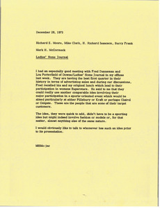 Memorandum from Mark H. McCormack to Richard E. Moore, Mike Clark, H. Richard Isaacson and Barry Frank