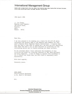Letter from Judy Stott to Don Young