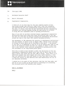 Memorandum from Mark H. McCormack to worldwide executive staff