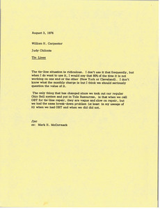 Memorandum from Judy Chilcote to William H. Carpenter