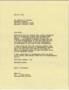 Letter from Mark H. McCormack to Michael E. Phenner