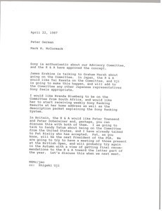 Memorandum from Mark H. McCormack to Peter German