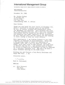 Letter from Mark H. McCormack to Gordon Forbes