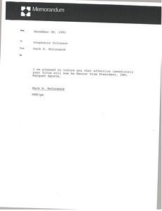 Memorandum from Mark H. McCormack to Stephanie Tolleson