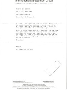 Fax from Mark H. McCormack to James Erskine